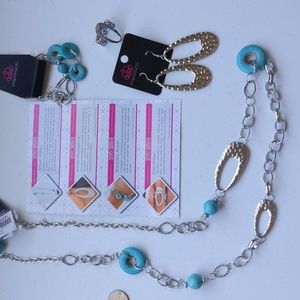 Paparazzi Jewelry Fashion Fix Lot of 4 Turquoise Silver Artisan Southwestern